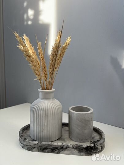 Ваза из гипса, подставка для свечей и украшений