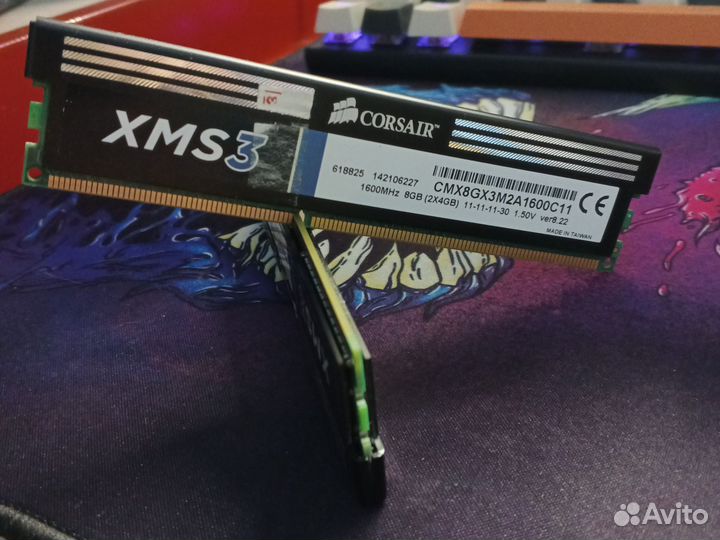 Оперативная память corsair XMS3 ddr3 8 gb (2X4GB)