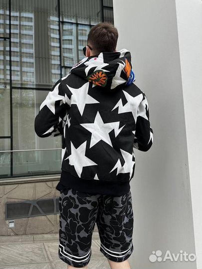 Куртка зипка bape Black Star Japan черная звезда