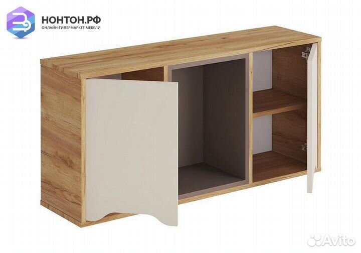 Полка навесная Rich дуб крафт золотой / миндаль