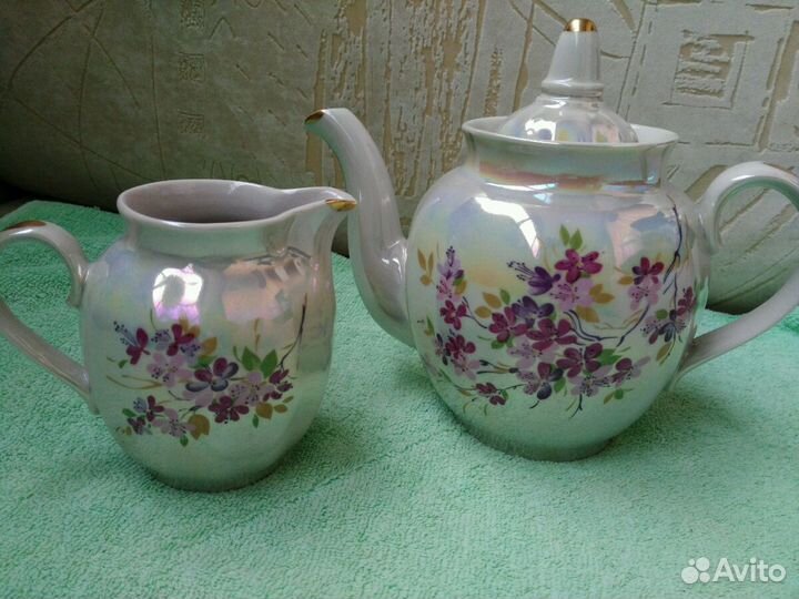 Чайник молочник Дулево,Ваза красное стекло