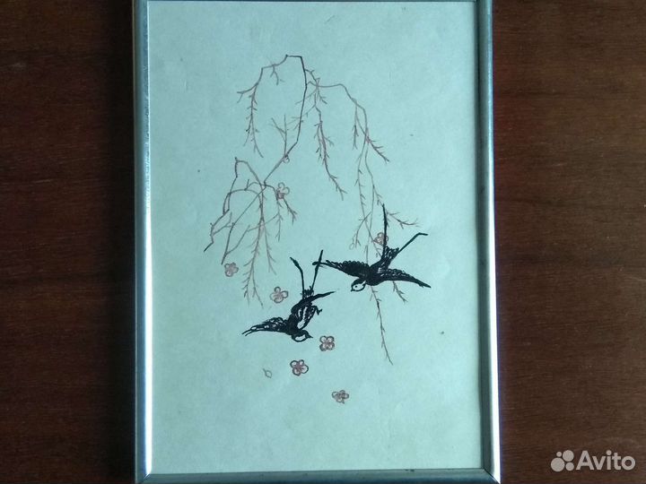 Живопись, миниатюра, тушь, Япония, рамки