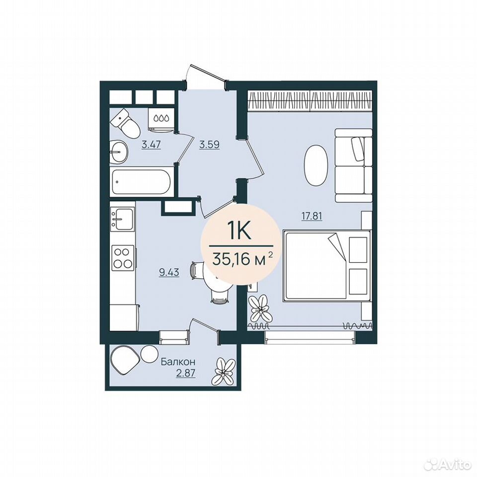 1-к. квартира, 35,2 м², 5/12 эт., Херсон
