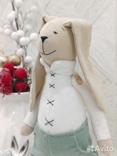 Детская, интерьерная игрушка зайчик (заяц)