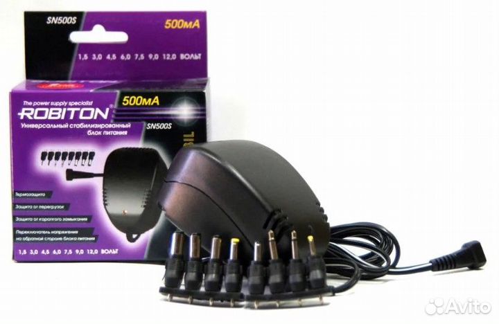 Блок питания Robiton SN500S 1.5-12В 0,5А 6Вт (адап