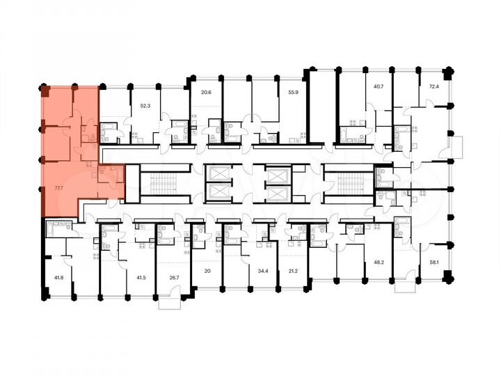 3-к. квартира, 77,7 м², 2/32 эт.