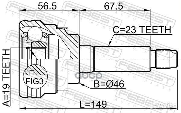 ШРУС наружный 19x46x23 1110-M100 Febest