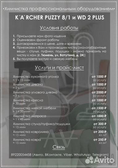 Химчистка профессиональным оборудованием Karcher