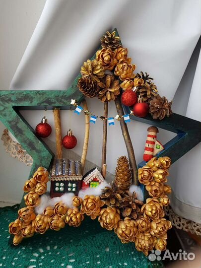 Новогодняя композиция подарок ручной работы