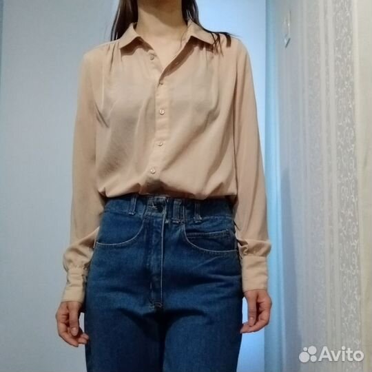 Рубашка Gap бежевая в стиле 80х, s