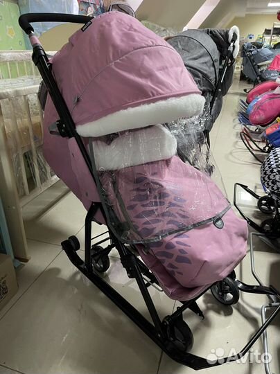 Детские зимние санки коляска