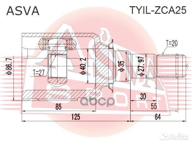 ШРУС внутренний левый 27x35x20 tyil-ZCA25 asva