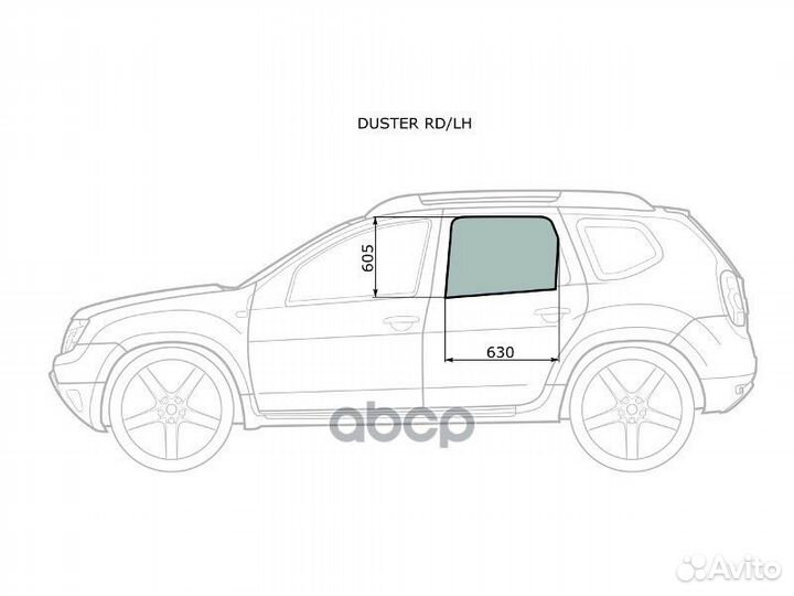 Стекло боковое опускное (Сзади/ Слева/ Цвет зел