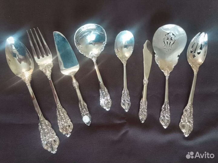 Посеребренный новый набор столовых приборов
