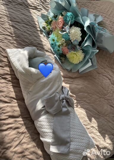 Плед конверт на выписку для новорожденного