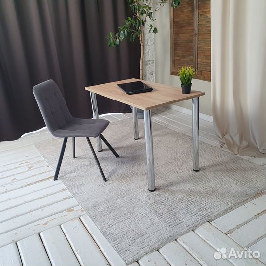 Компьютерный стол Дуб 110*60 см. Хром ножки