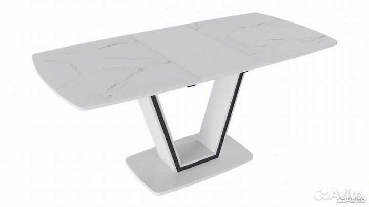 Стол обеденный «Дели» Стекло матовое белый мрамор