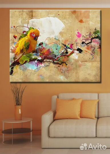 Картина на холсте. Попугай. 30х40 см