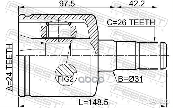 ШРУС внутренний левый 24x31x26 2711-S80atlh Febest