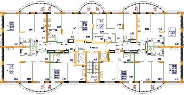 2-к. квартира, 69,3 м², 3/14 эт.