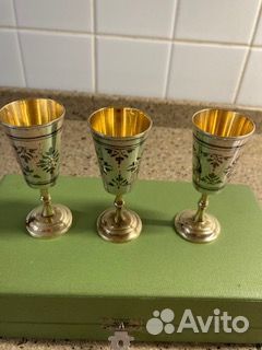 Новые рюмки 3 шт.серебро 875 ссср1967г.в коробке