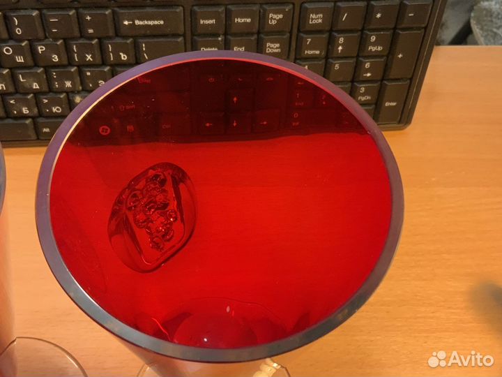 Олимпийский Мишка Рюмки -фужеры рубиновое стекло