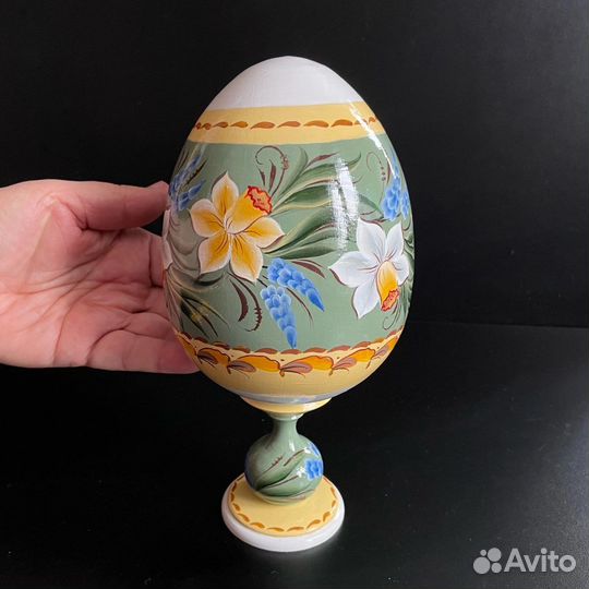 Яйцо деревНное пасхальное на ножке. Ручная роспись