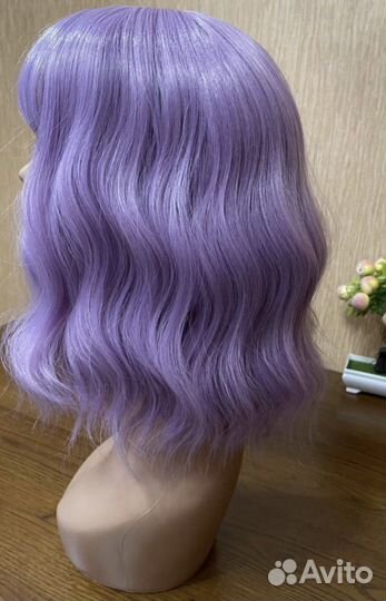 Парик сиреневый волна, каре