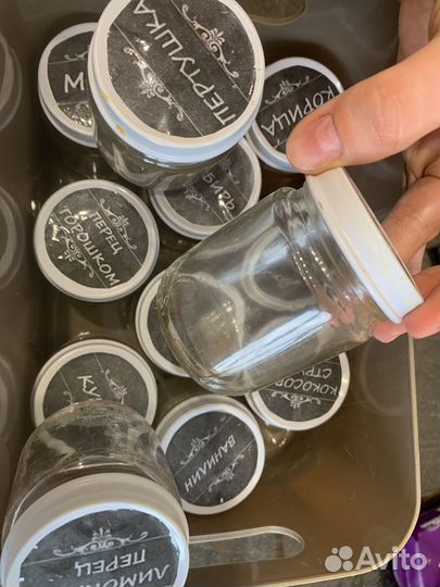 Баночки для специй с наклейками