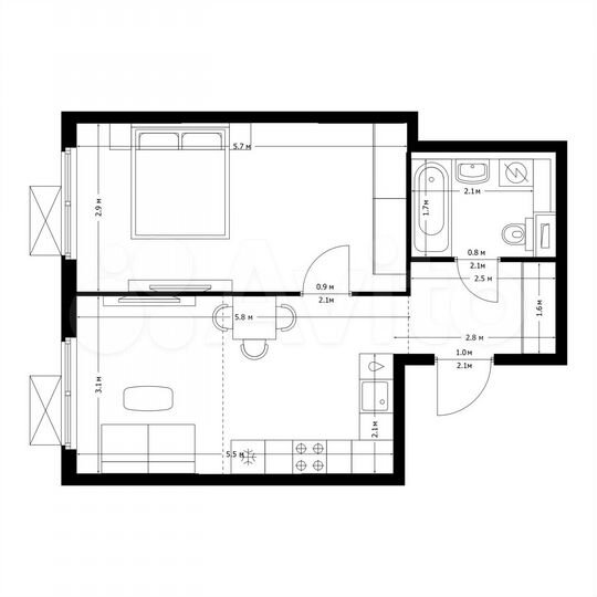 Квартира-студия, 44 м², 13/17 эт.