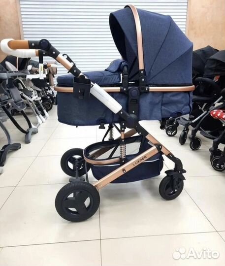 Новая коляска luxmom 3 в 1 джинс
