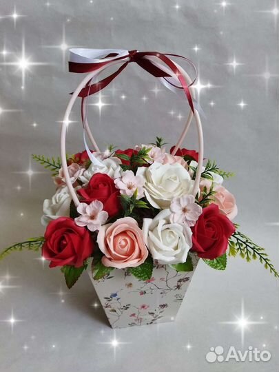 Мыльные розы в коробке