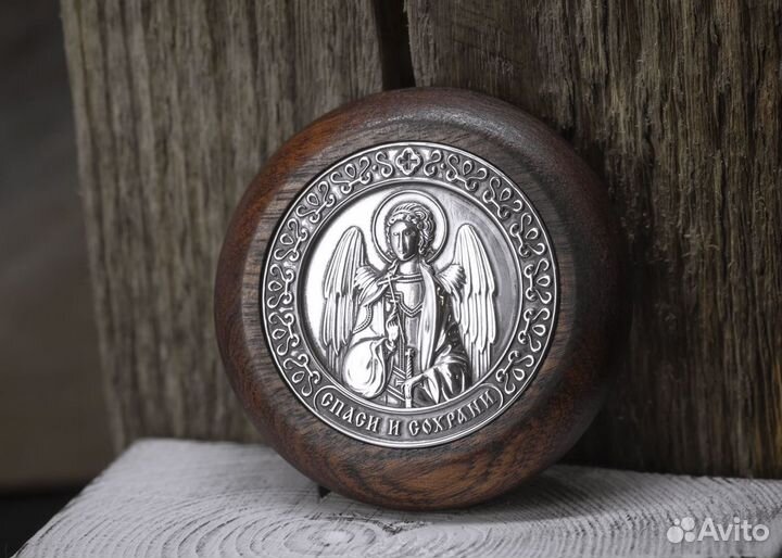 Спаси и сохрани иконка.Серебряная автомобильная ик