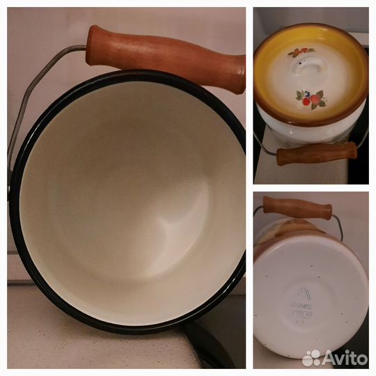 Бидон обливной эмалированный 3 л, кружка детская