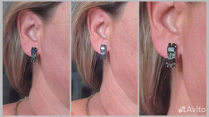 Серьги с альмандинами 6,36ct, 20*7 мм, 7гр 925