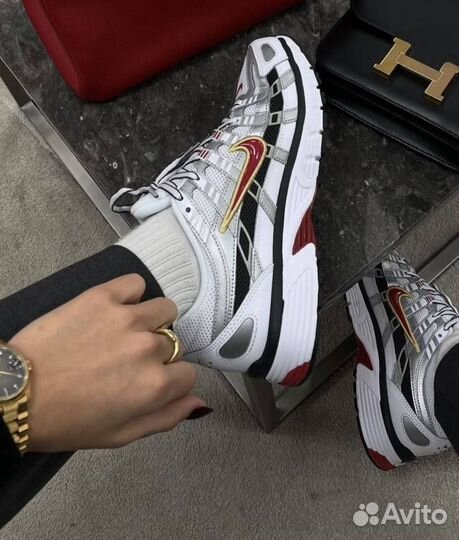 Кроссовки Nike p6000 silver - red sport