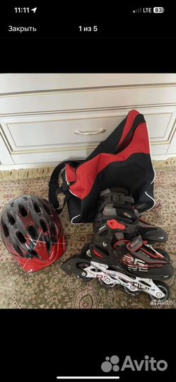Роликовые коньки 31-36+каска +защита+сумка