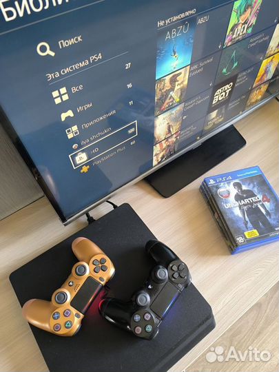 Игровая приставка PS4 slim 1TB с играми,2 геймпада