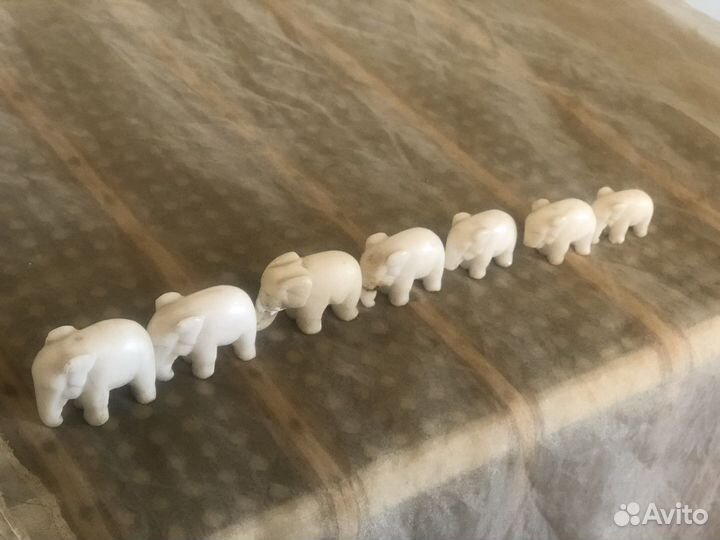 Семь слоников на счастье винтаж мрамор СССР