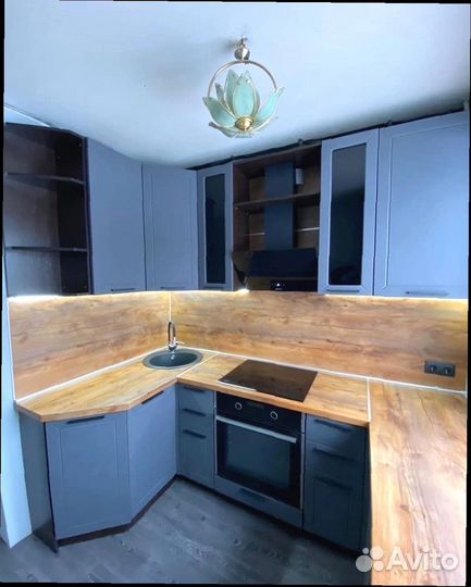 Кухонный гарнитур серый модульный новый