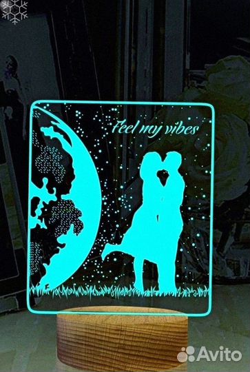 Романтический ночник с гравировкой