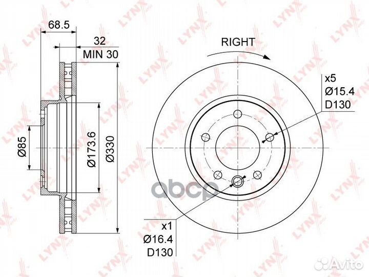 Диск тормозной перед прав BN1212R lynxauto