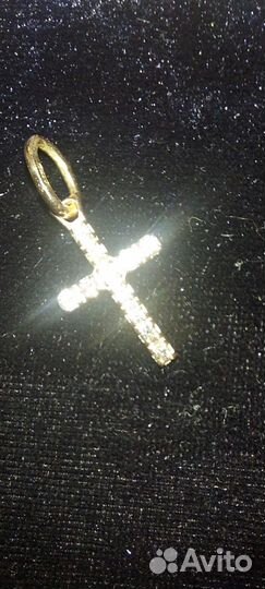 Золотая подвеска крест с бриллиантами