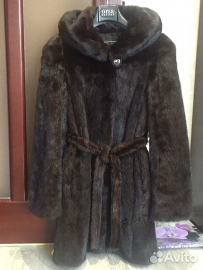 Шуба норковая с капюшоном 42-44