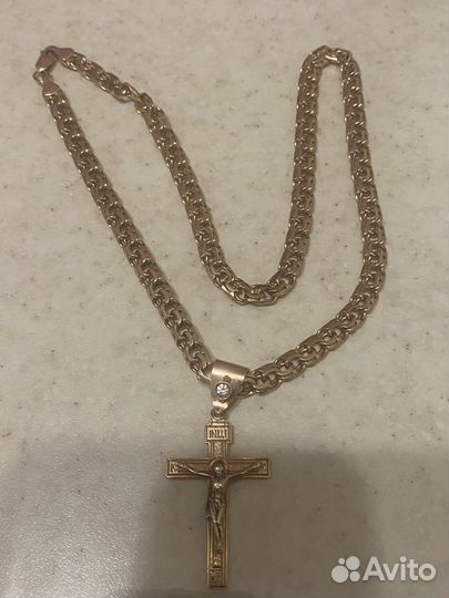 Золотая цепь 585 с крестом