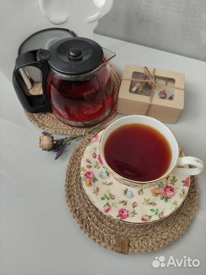 Подставки вязанные из джута под горячее