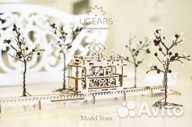 Конструктор ugears 70008 трамвай с рельсами