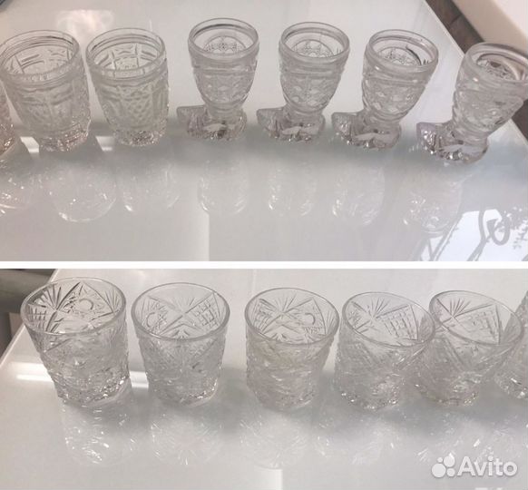 Хрустальные рюмки СССР сапожки и др