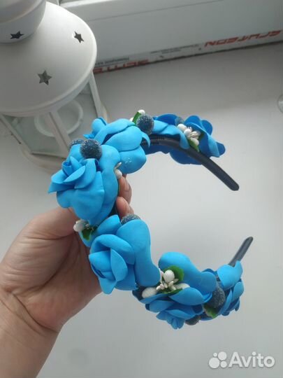 Ободок для волос с цветами ручной работы