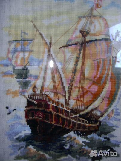 Картина вышивка в рамке 